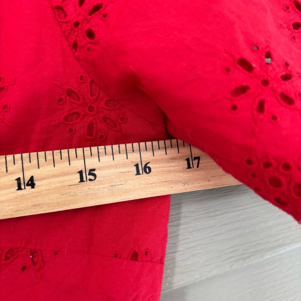 Madewell Vibrant Red Eyelet Lace Midi Dress - Picture 6 of 8